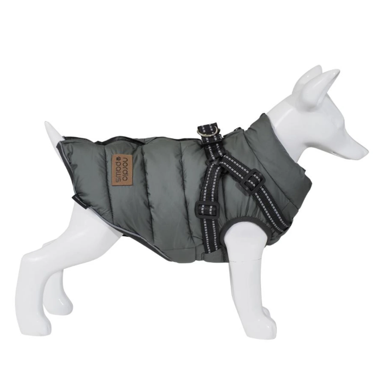 Nordic Paws Vea hundejakke med sele skovgrå 30 cm